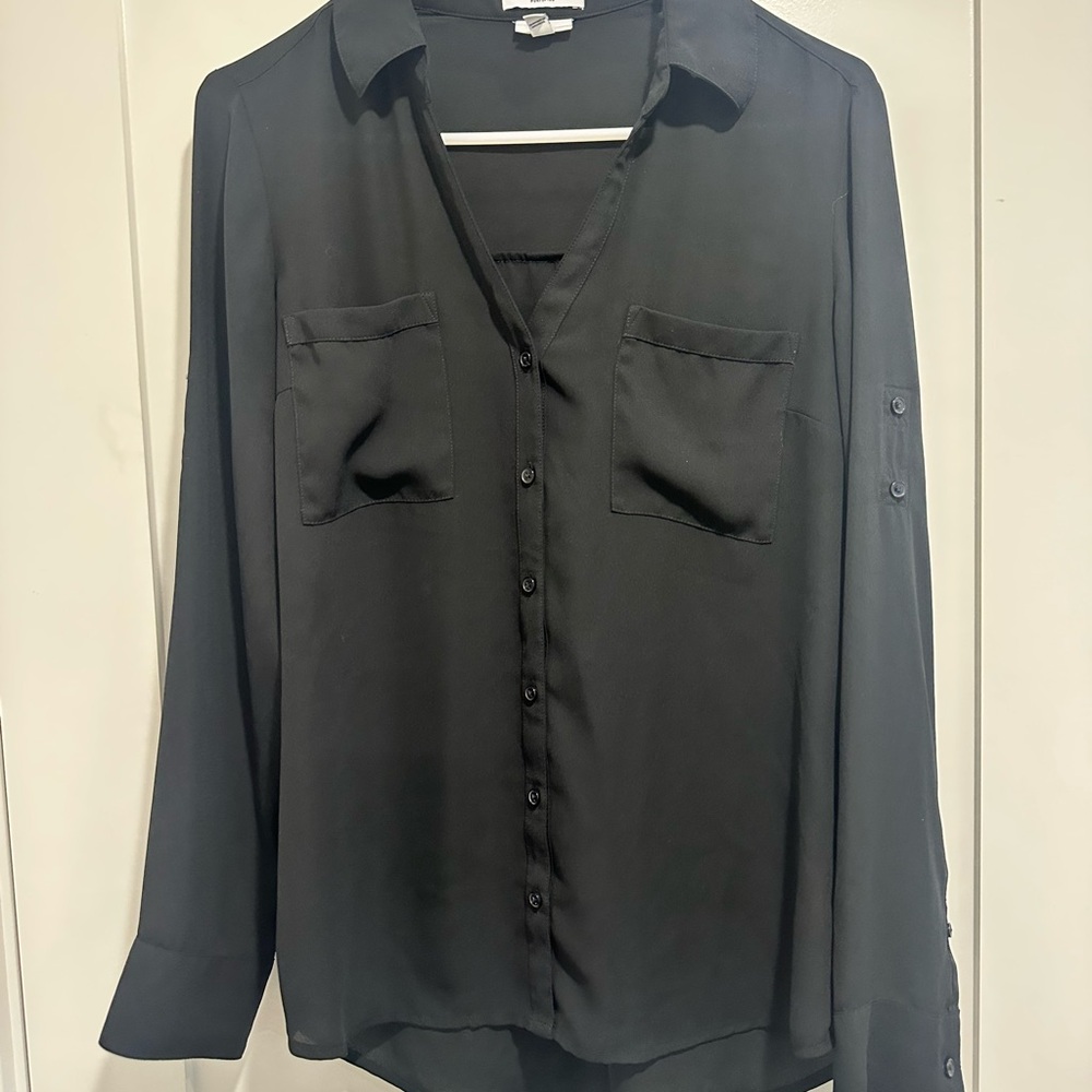 Express Black Portofino Button-Up Blouse